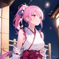 星空を見上げる巫女 2枚目