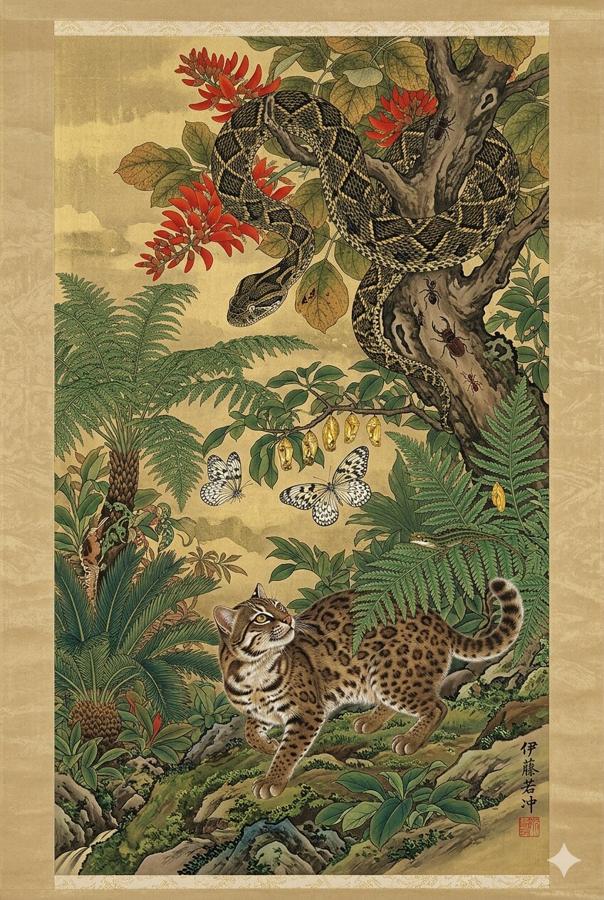 伊藤若冲風「琉球動物絵図」 | の人気AIイラスト・グラビア