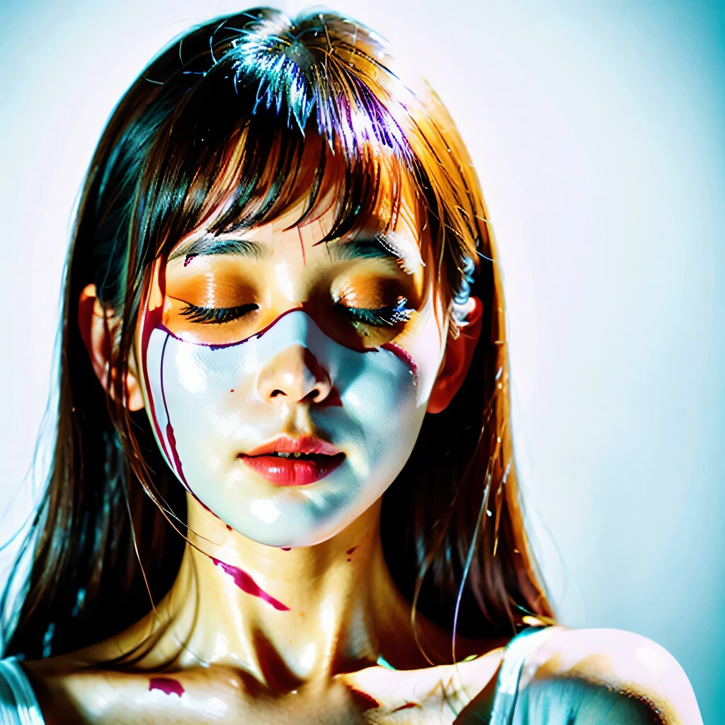 黒髪ロングで水鉄砲の美女７