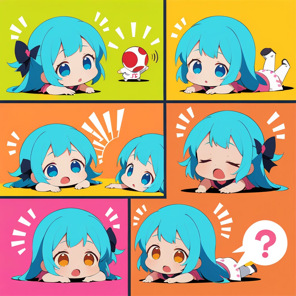 漫画風寝そべりガール