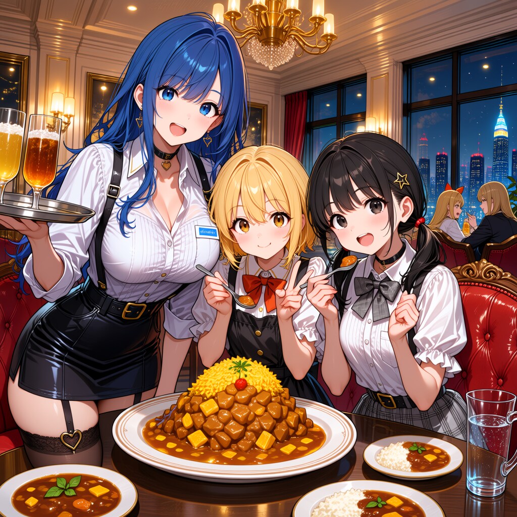 うっとこのこさん40000いいね、おめでとう！千夏ちゃんと豪華ディナー！あいの特別コラボ | の人気AIイラスト・グラビア