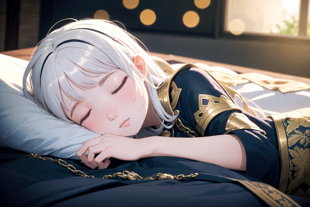 眠る白髪のナイト