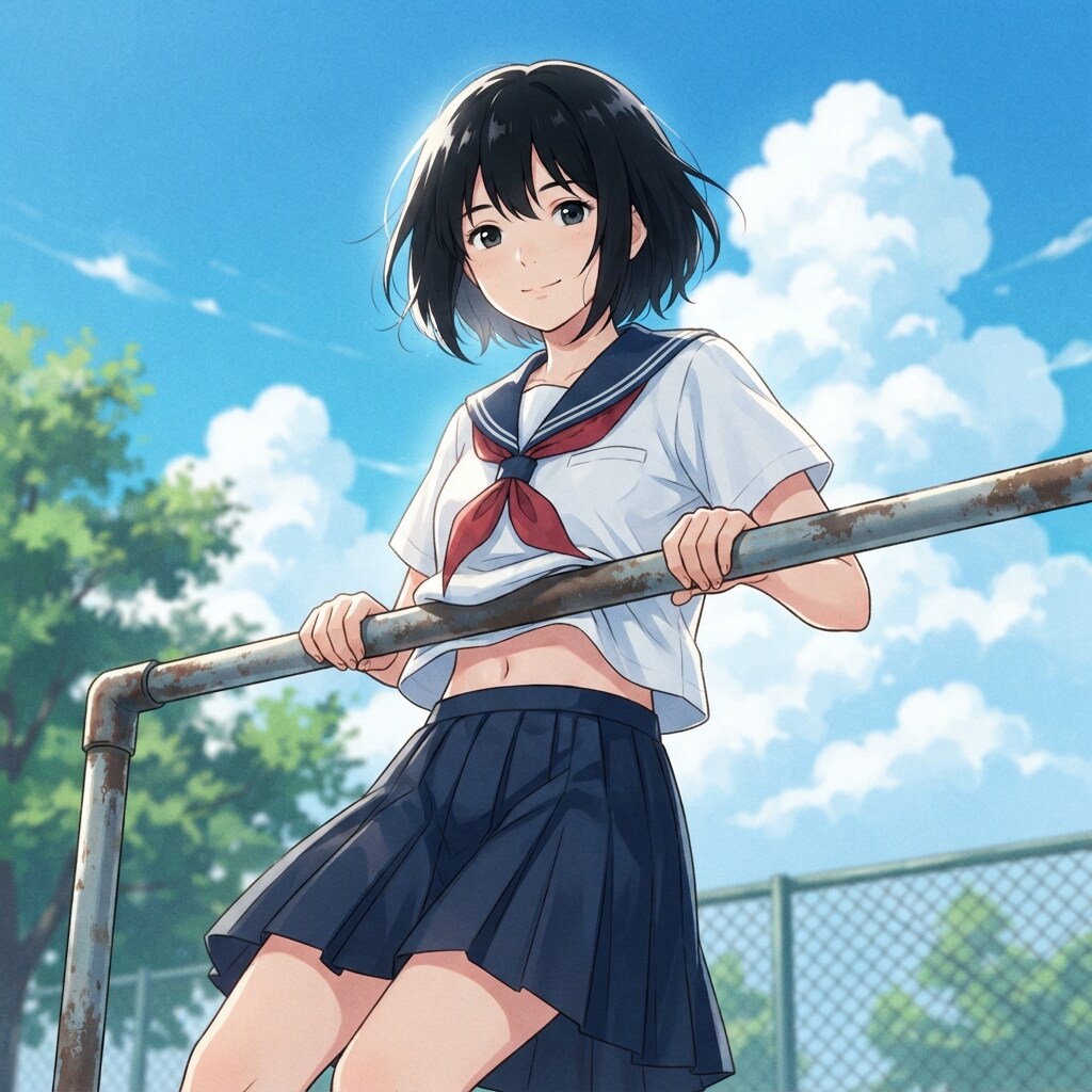 鉄棒をする少女 | の人気AIイラスト・グラビア