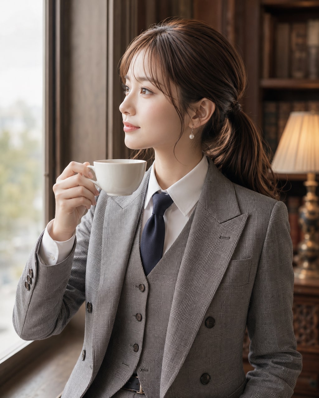 メンズスーツを着た女性