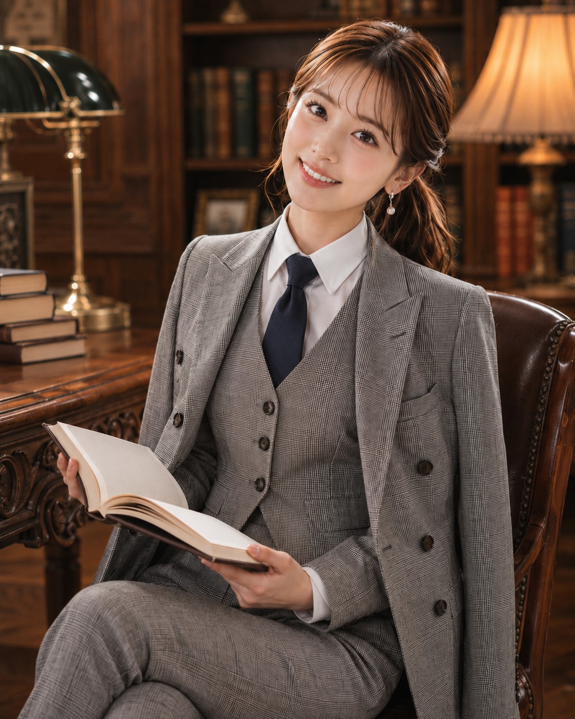 メンズスーツを着た女性