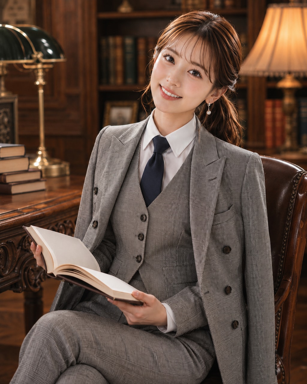 メンズスーツを着た女性