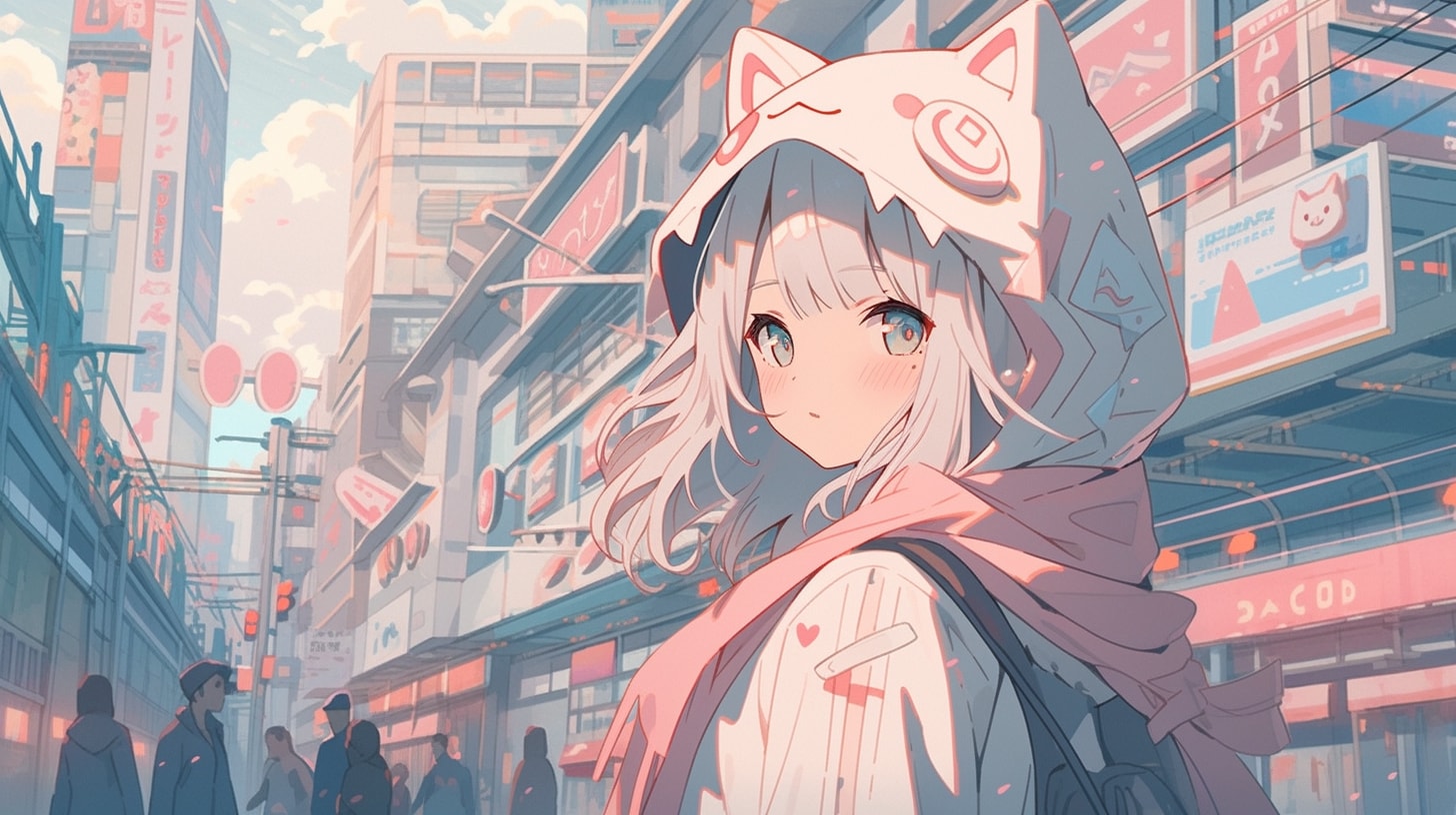 猫耳少女の街角アドベンチャー | の人気AIイラスト・グラビア
