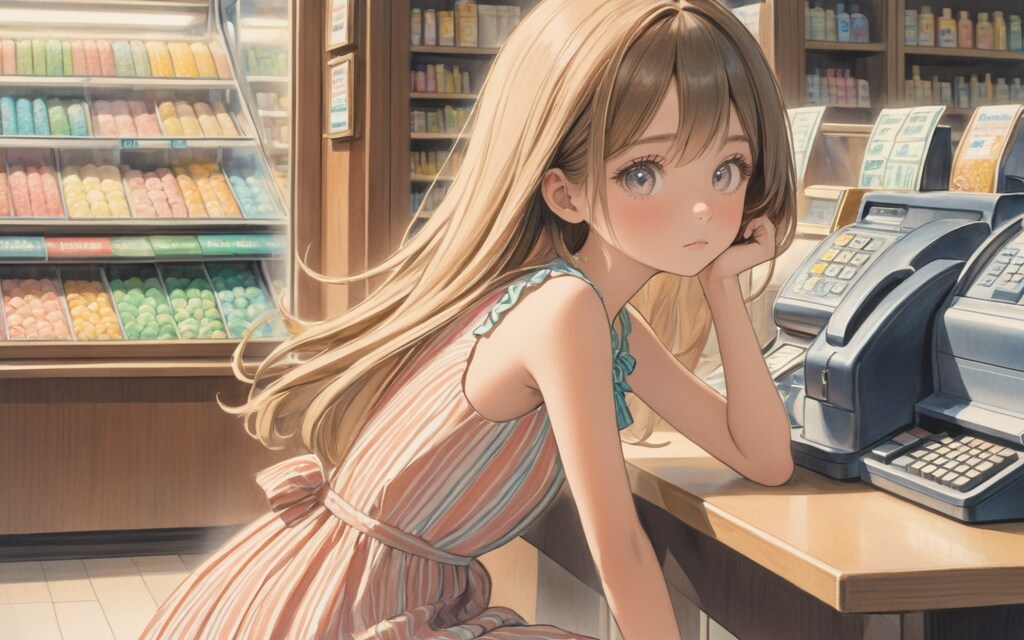 退屈そうに店番をする女の子 4