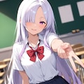メカクレ薄紫髪ちゃん82『ギャルピース+制服』 2枚目