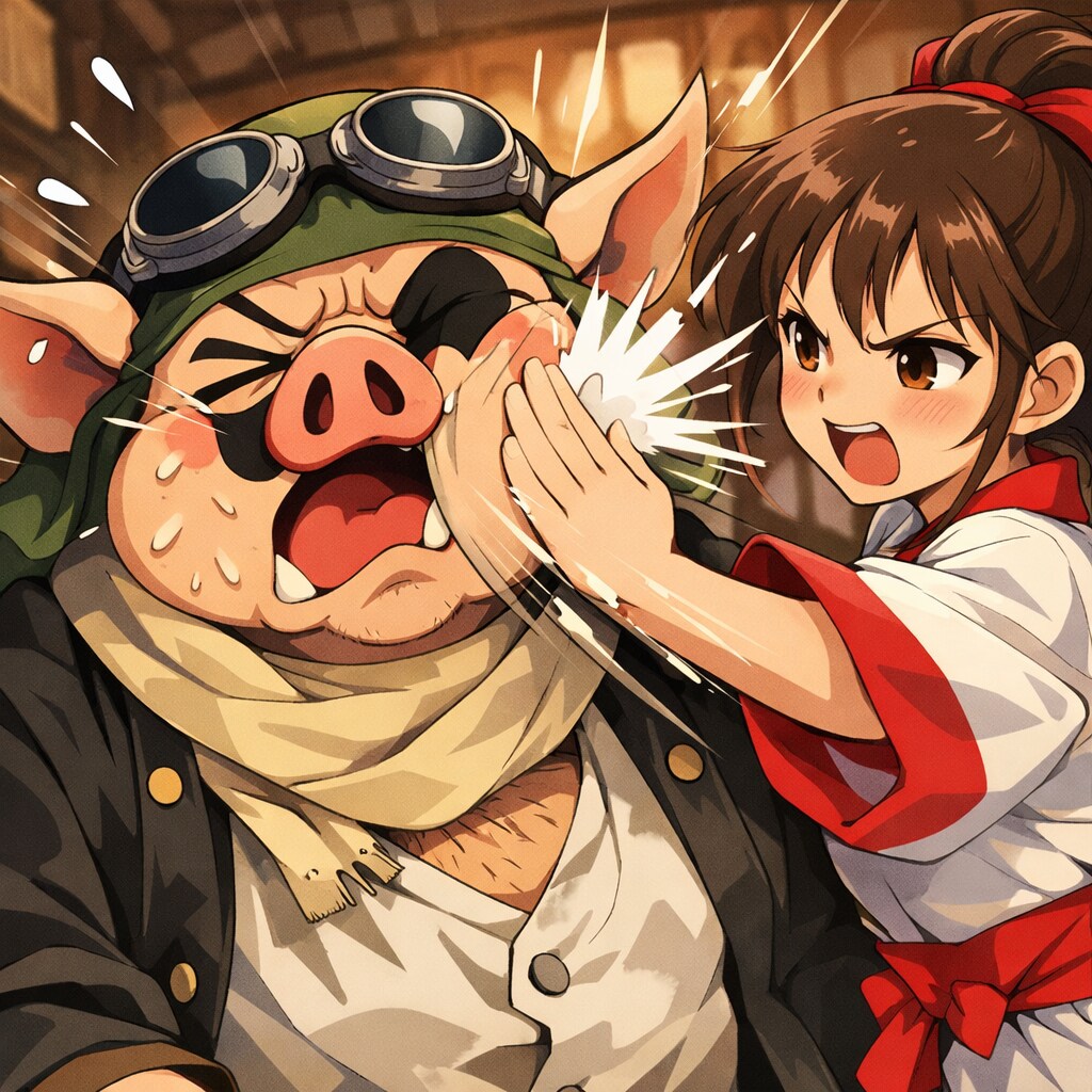 豚をぶった