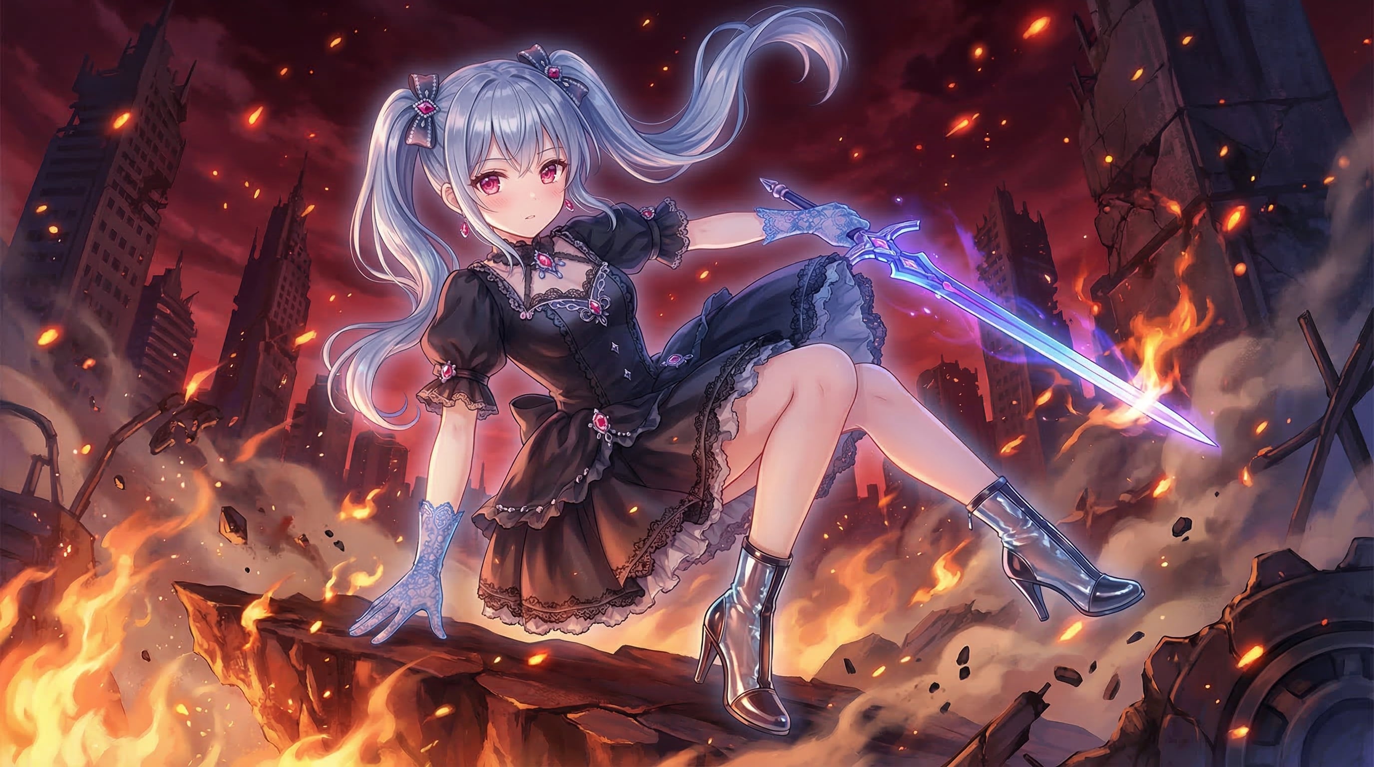 焔界の蒼刃の舞 | の人気AIイラスト・グラビア