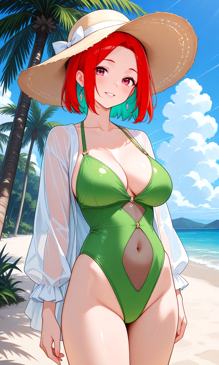 緑水着のお姉さん