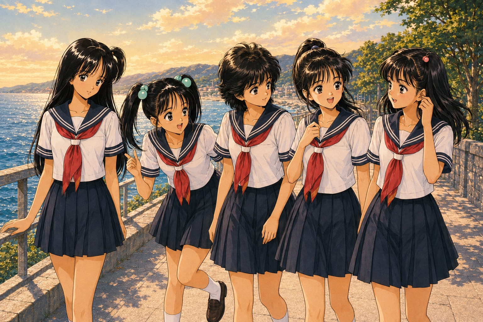 あの夏、五人で歩いた帰り道 | の人気AIイラスト・グラビア