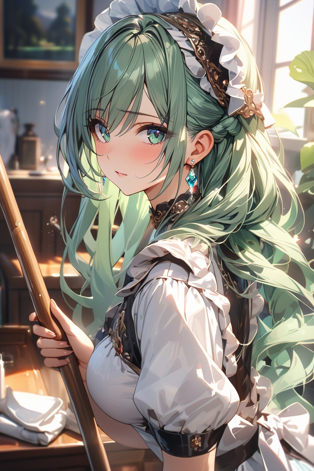 緑髪メイド　ーVer.01 お掃除版ー