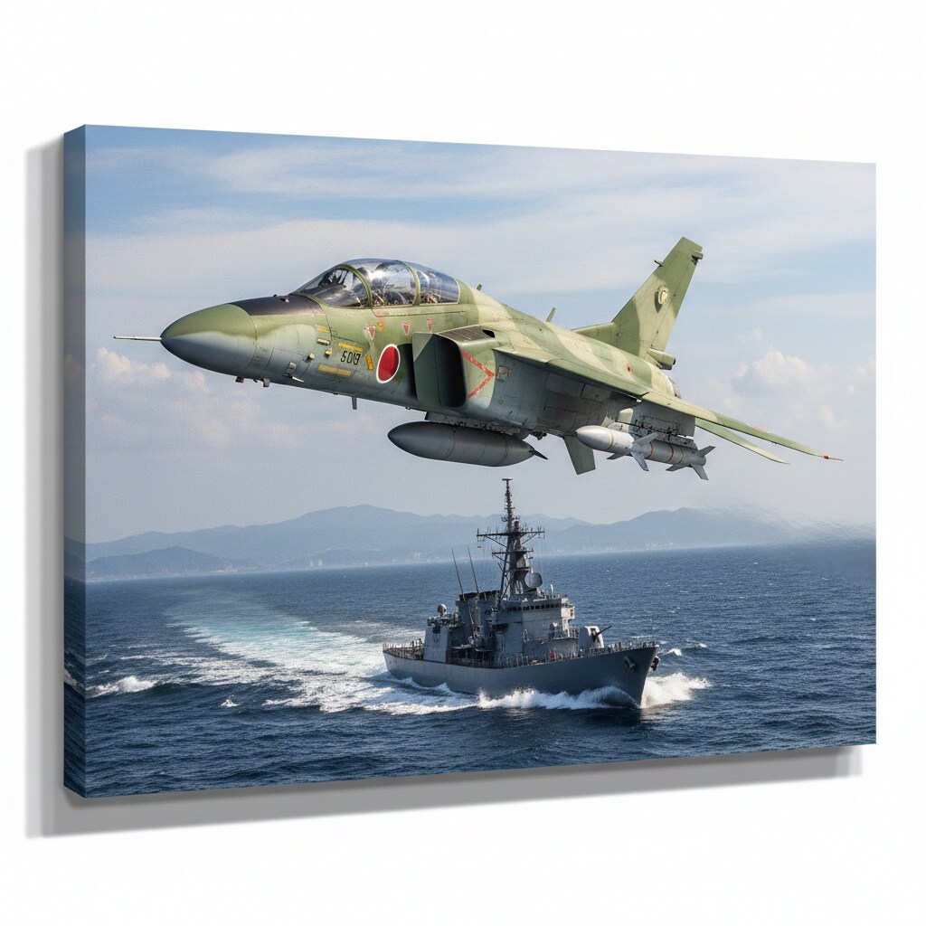 【お試し生成】三菱F-1支援戦闘機と護衛艦　ーGoogle の Gemini使用ー