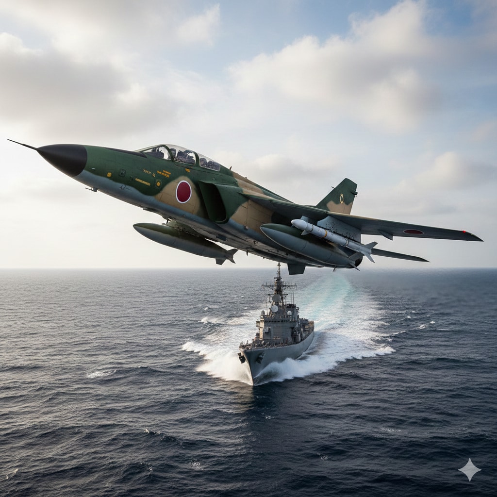 【お試し生成】三菱F-1支援戦闘機と護衛艦　ーGoogle の Gemini使用ー