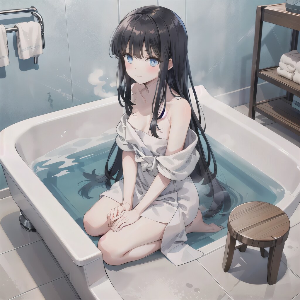 黒髪ロングでお風呂の少女３１