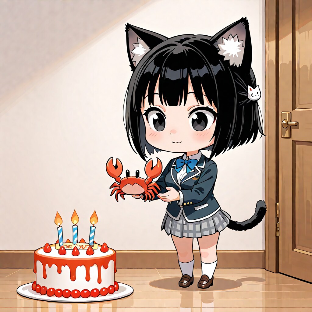 【誕生日FA】ちび凛猫ちゃんもかにをくえるんだな
