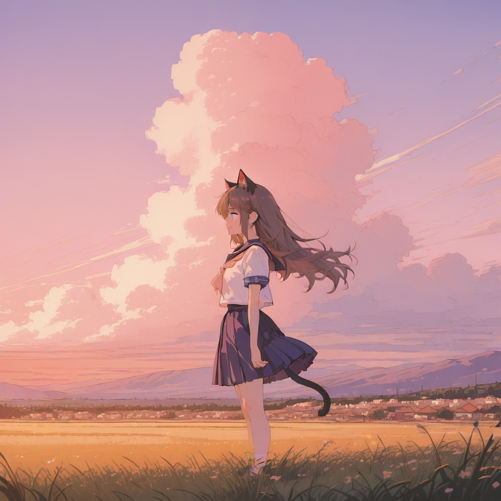 夕暮れと小さな女の子