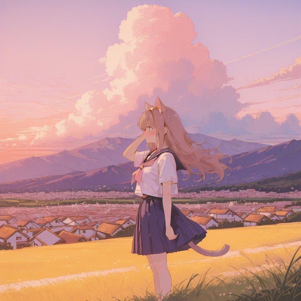 夕暮れと小さな女の子