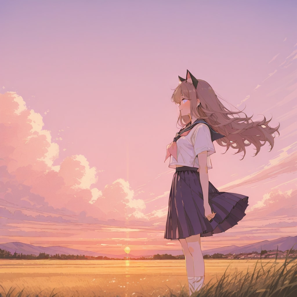 夕暮れと小さな女の子