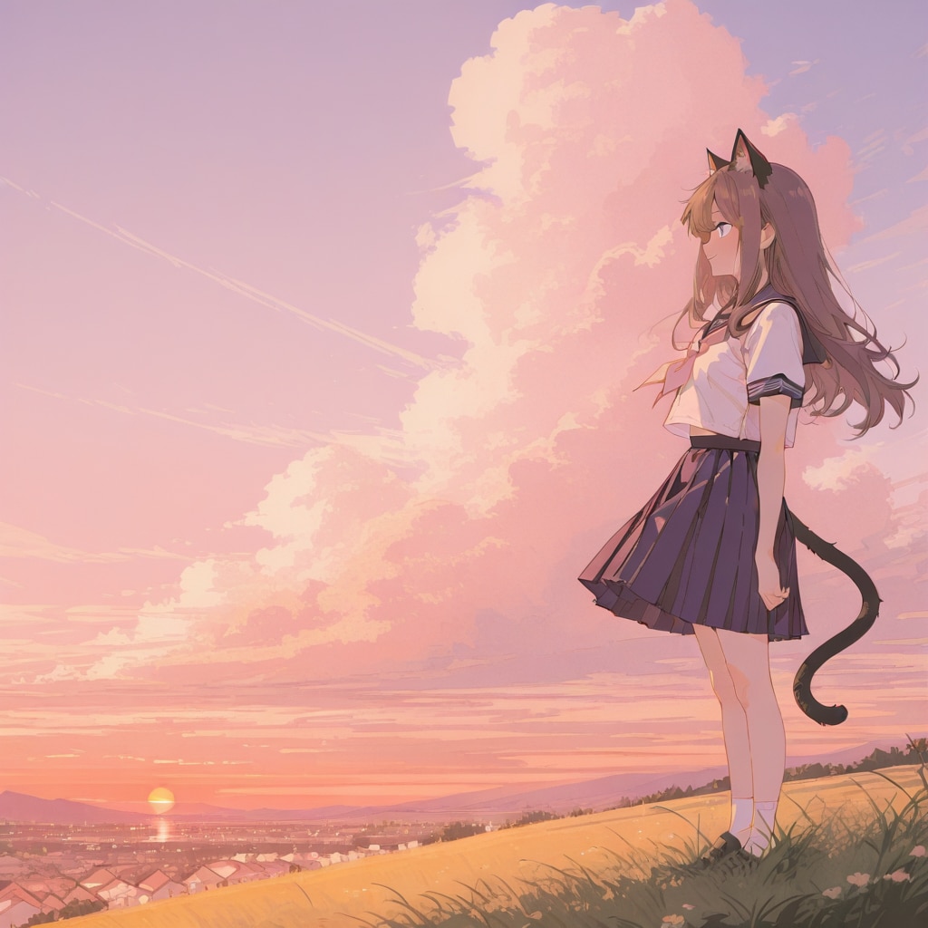 夕暮れと小さな女の子