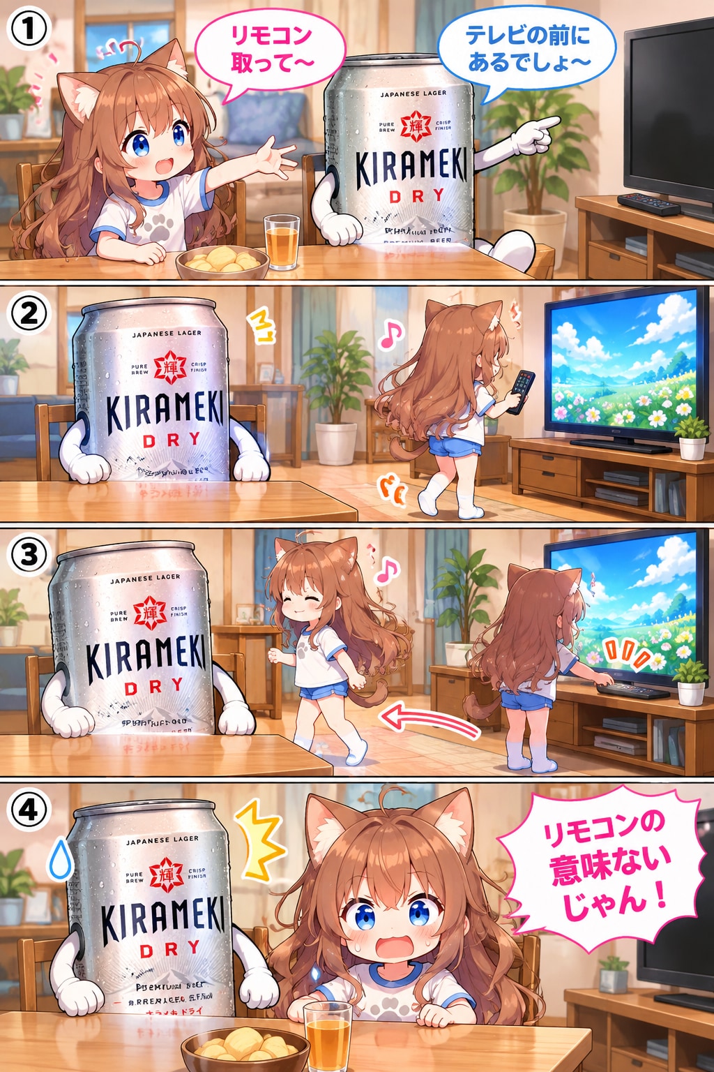 テレビのリモコンと小さな女の子