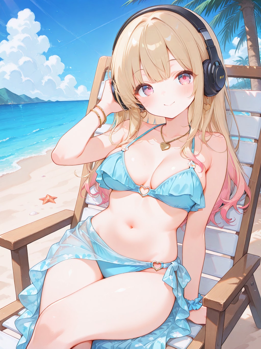 夏のひらひらビキニガール