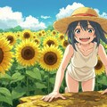 麦わら帽子とひまわり-ImageFX編 (ひまわりと少女13) 8枚目