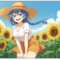 麦わら帽子とひまわり-ImageFX編 (ひまわりと少女13) 3枚目
