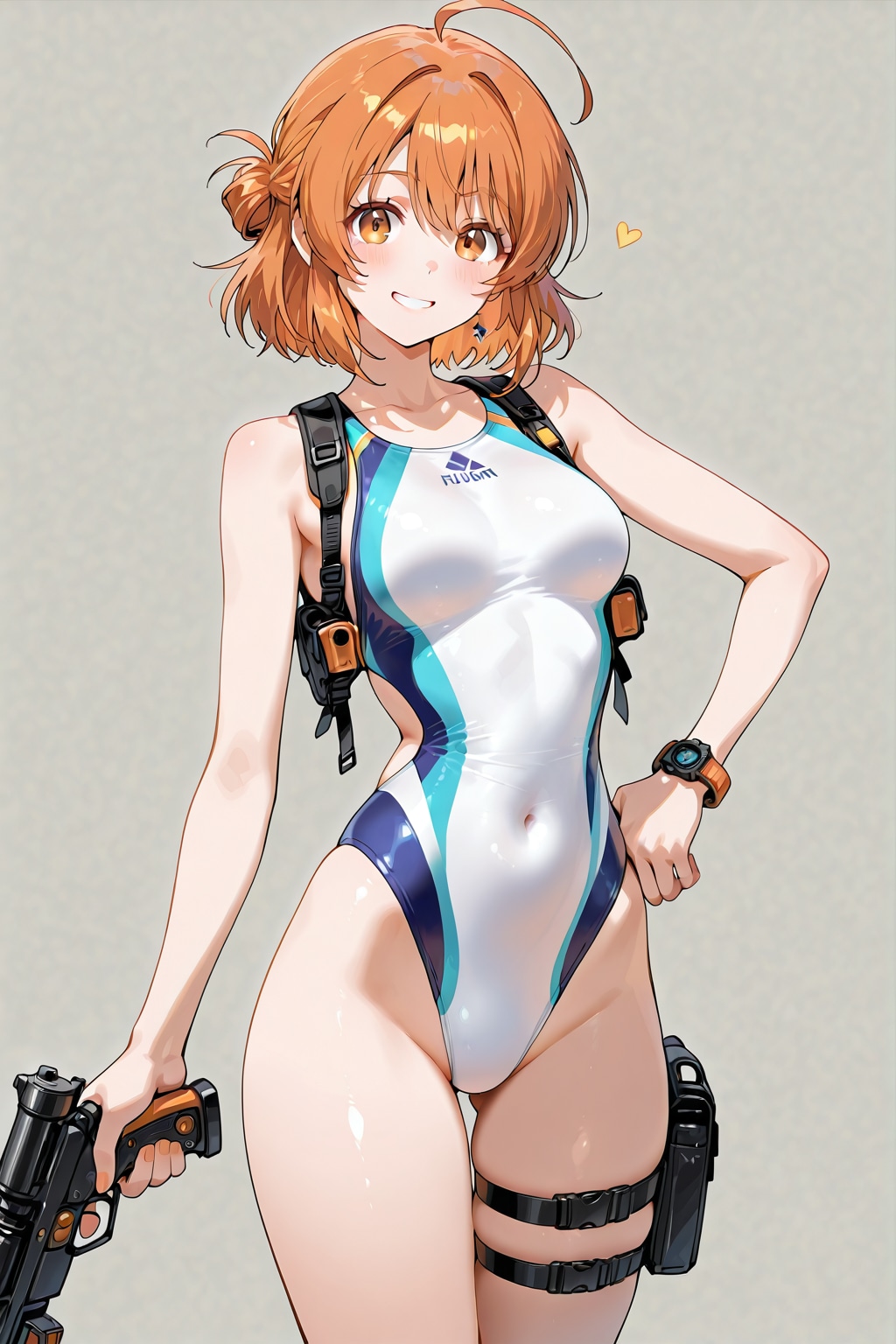 水着少女と銃