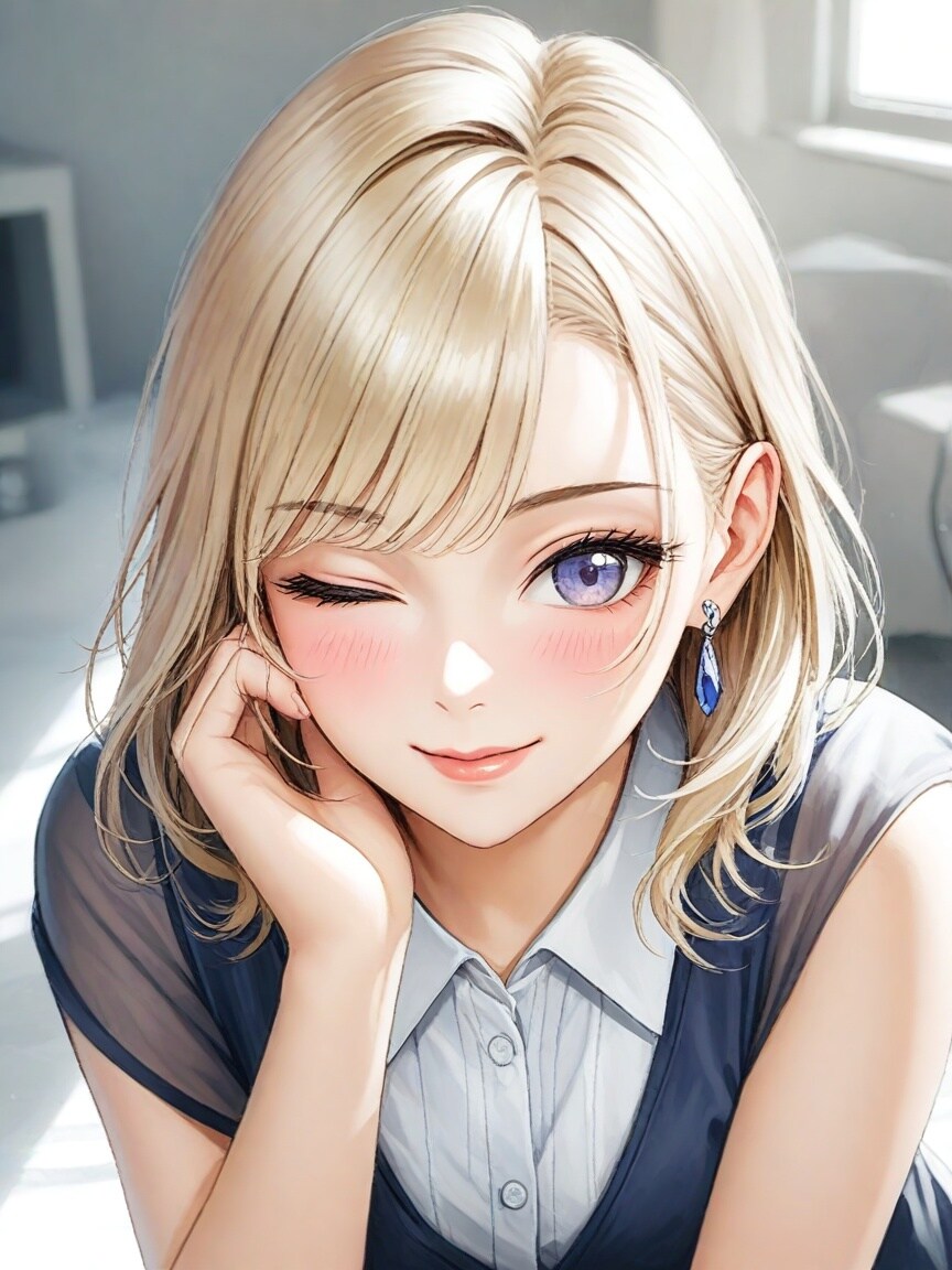 金髪のウィンク！