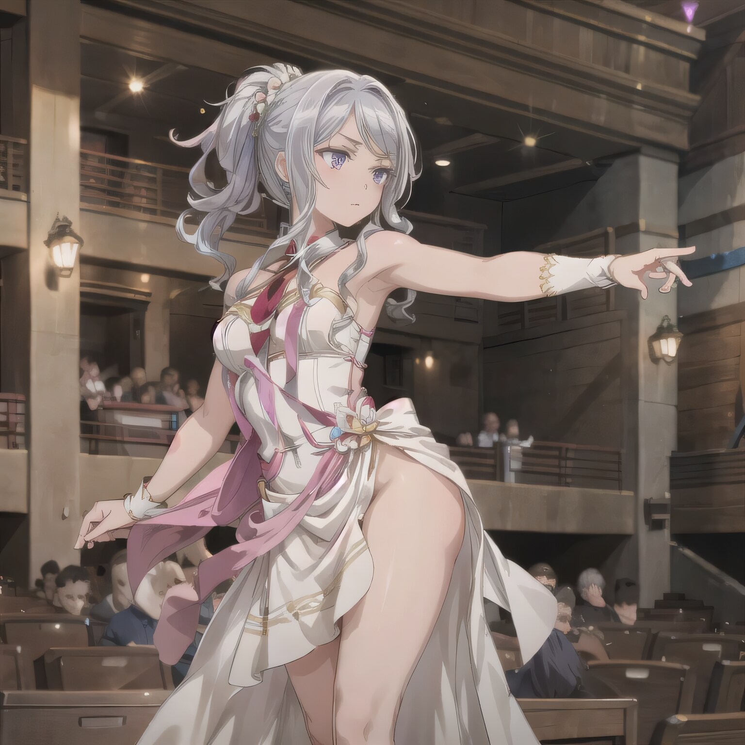 銀髪ポニテで演劇の少女２ | の人気AIイラスト・グラビア