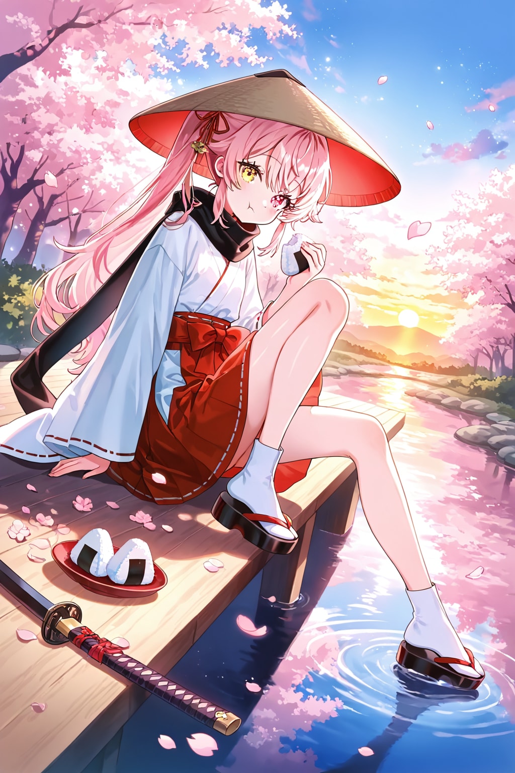 おにぎりを食べる守巫女ちゃん