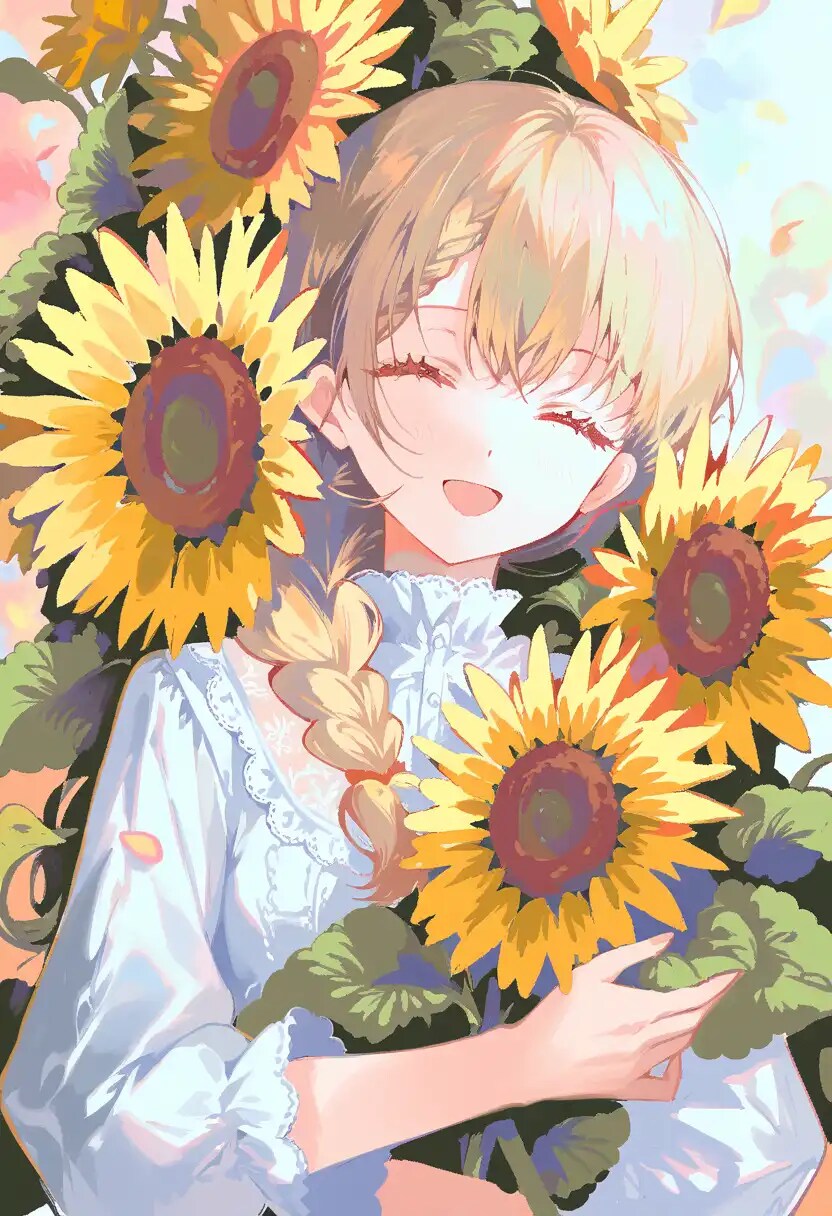 ひまわりと美少女