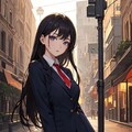 街と黒髪JKちゃん 2枚目