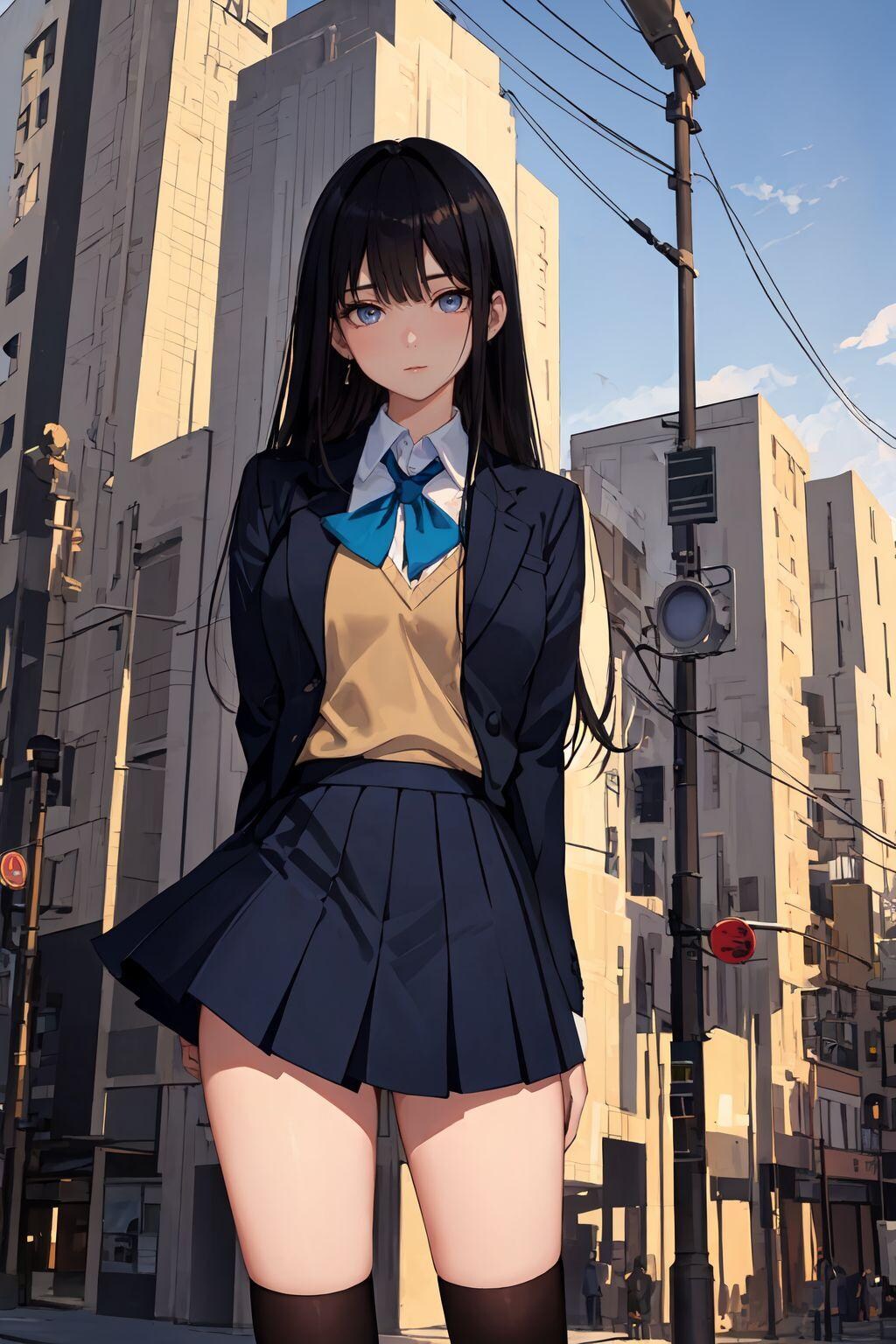 街と黒髪JKちゃん