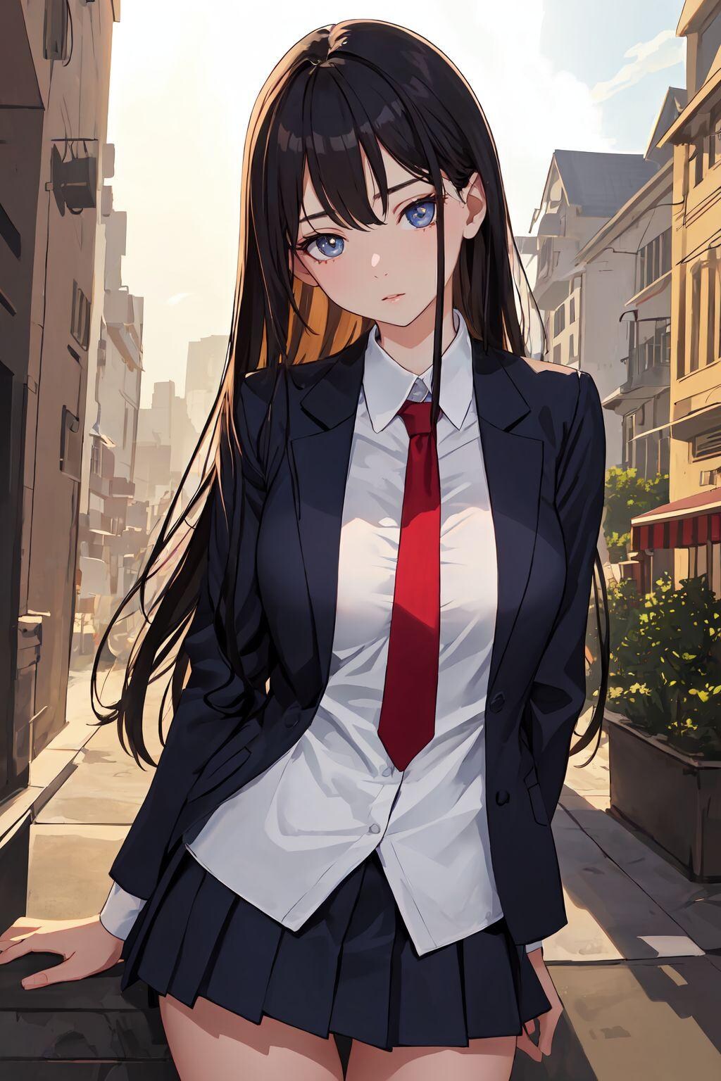 街と黒髪JKちゃん