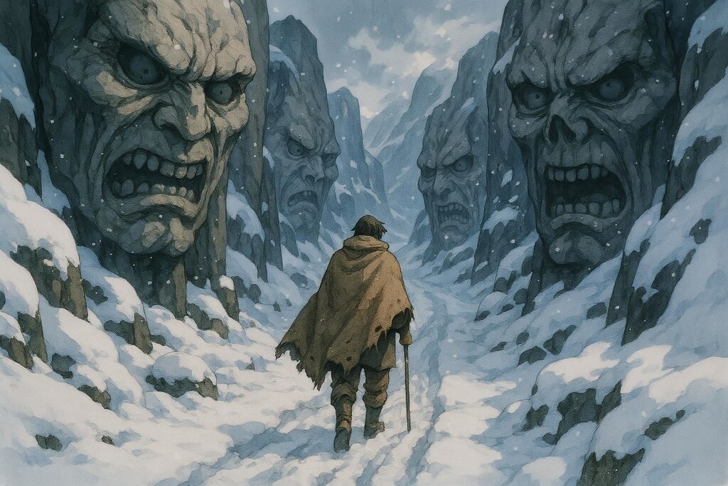 山道を歩く旅人さん