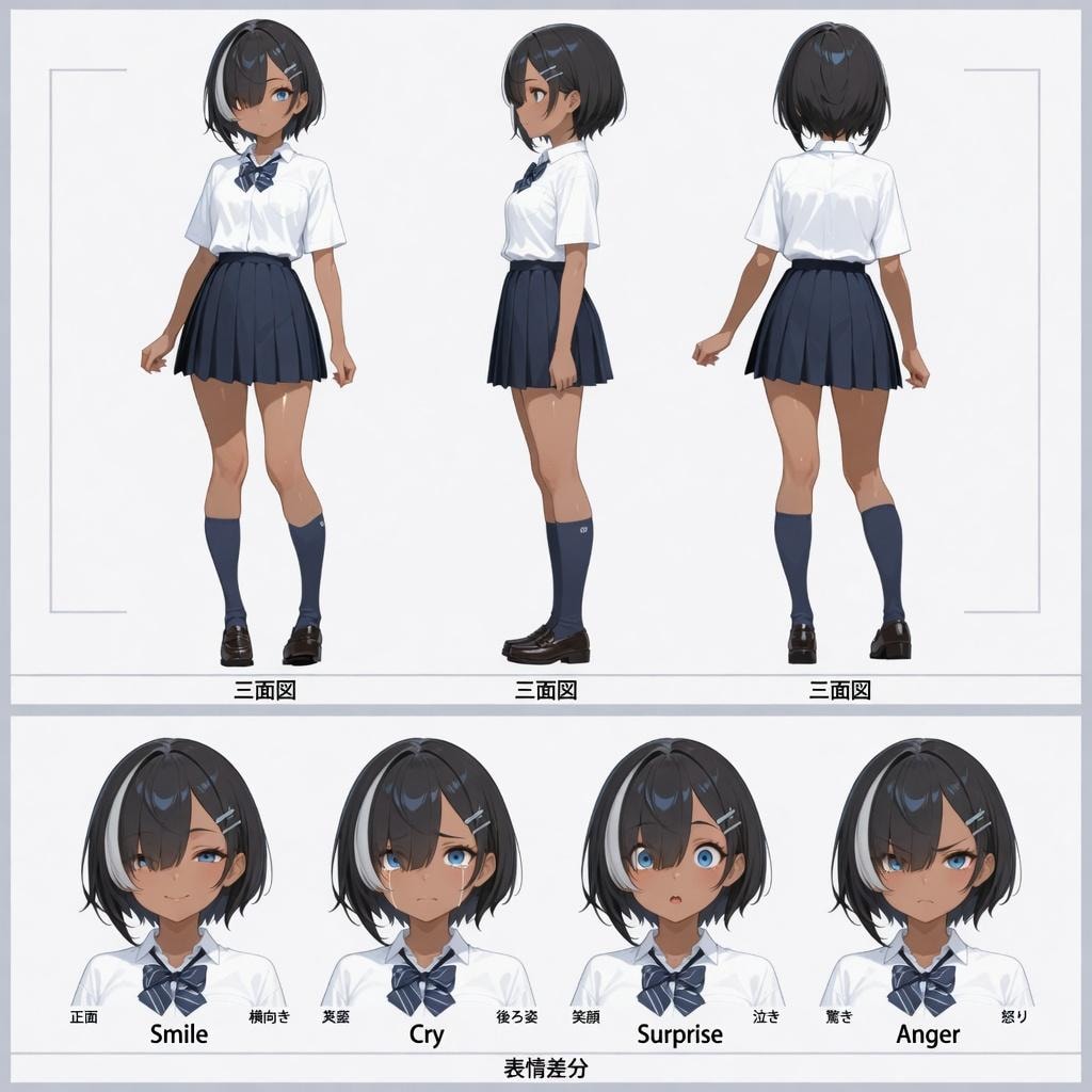 Grok Imagineでキャラクターシートを作成する（SDXLで作成したキャラクター使用）
