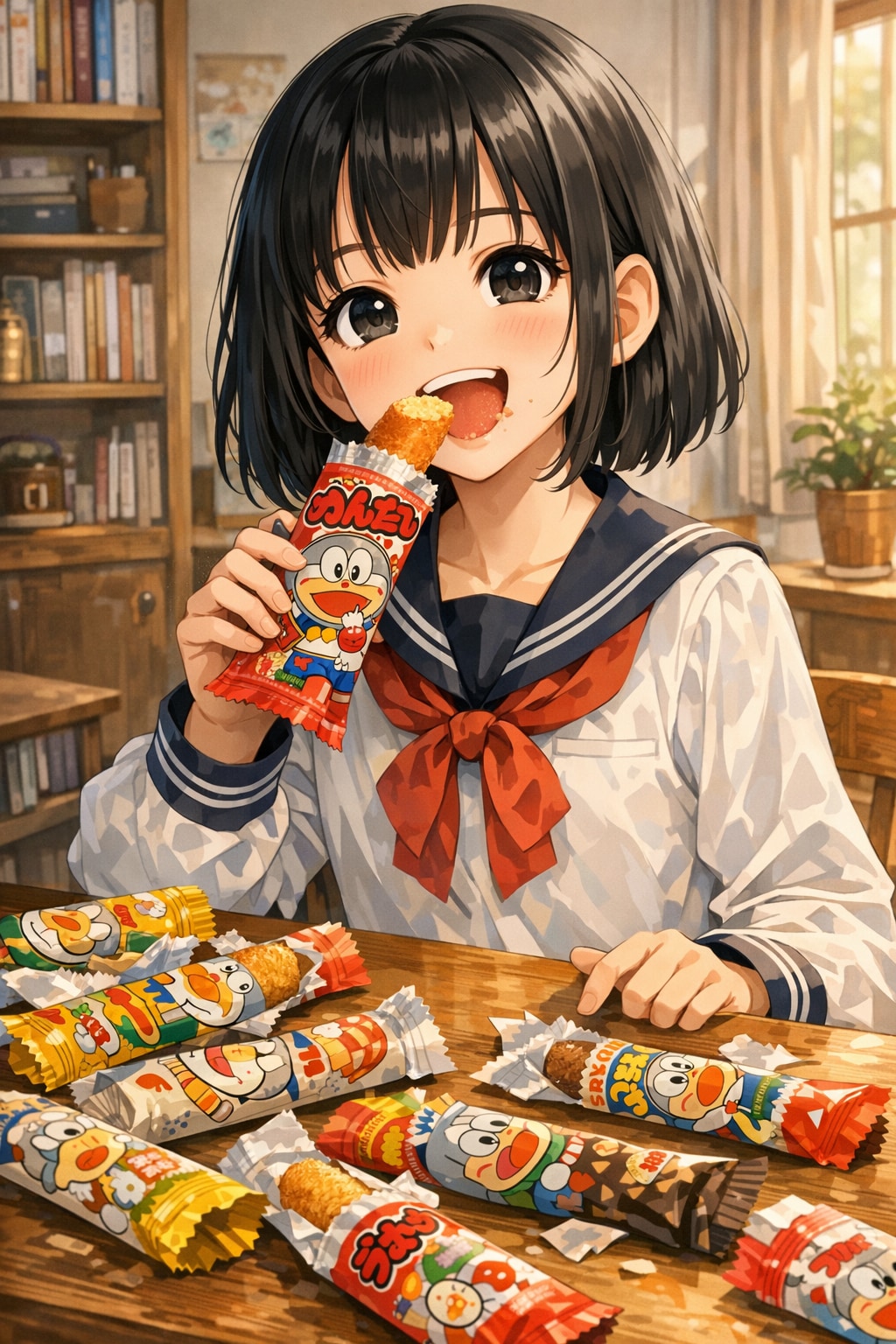 うまい棒を食べている女の子