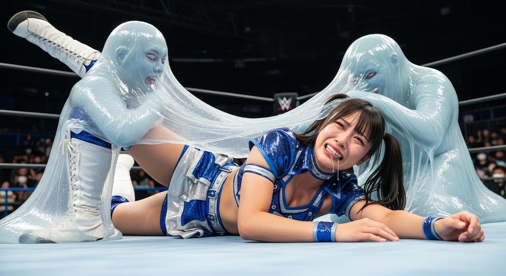 異種格闘プロレスでスライム（人型）に蹂躙されるMIKURU