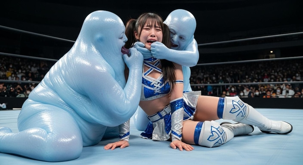 異種格闘プロレスでスライム（人型）に蹂躙されるMIKURU
