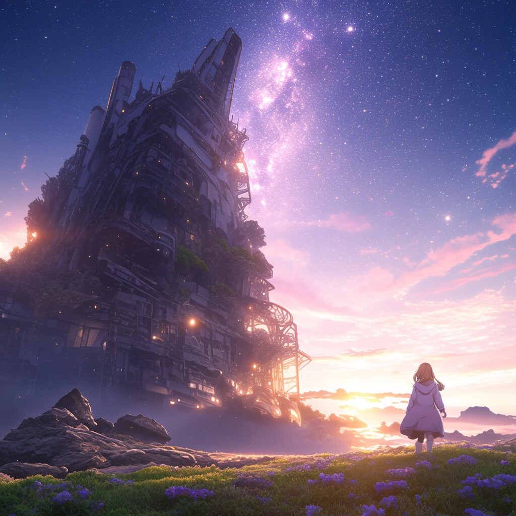 星空と女の子 Starry sky and girls