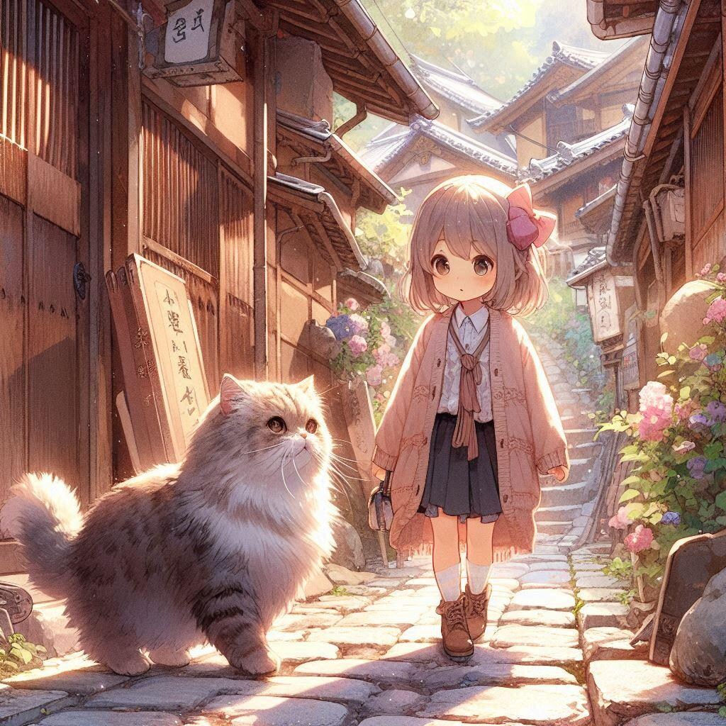 猫と女の子