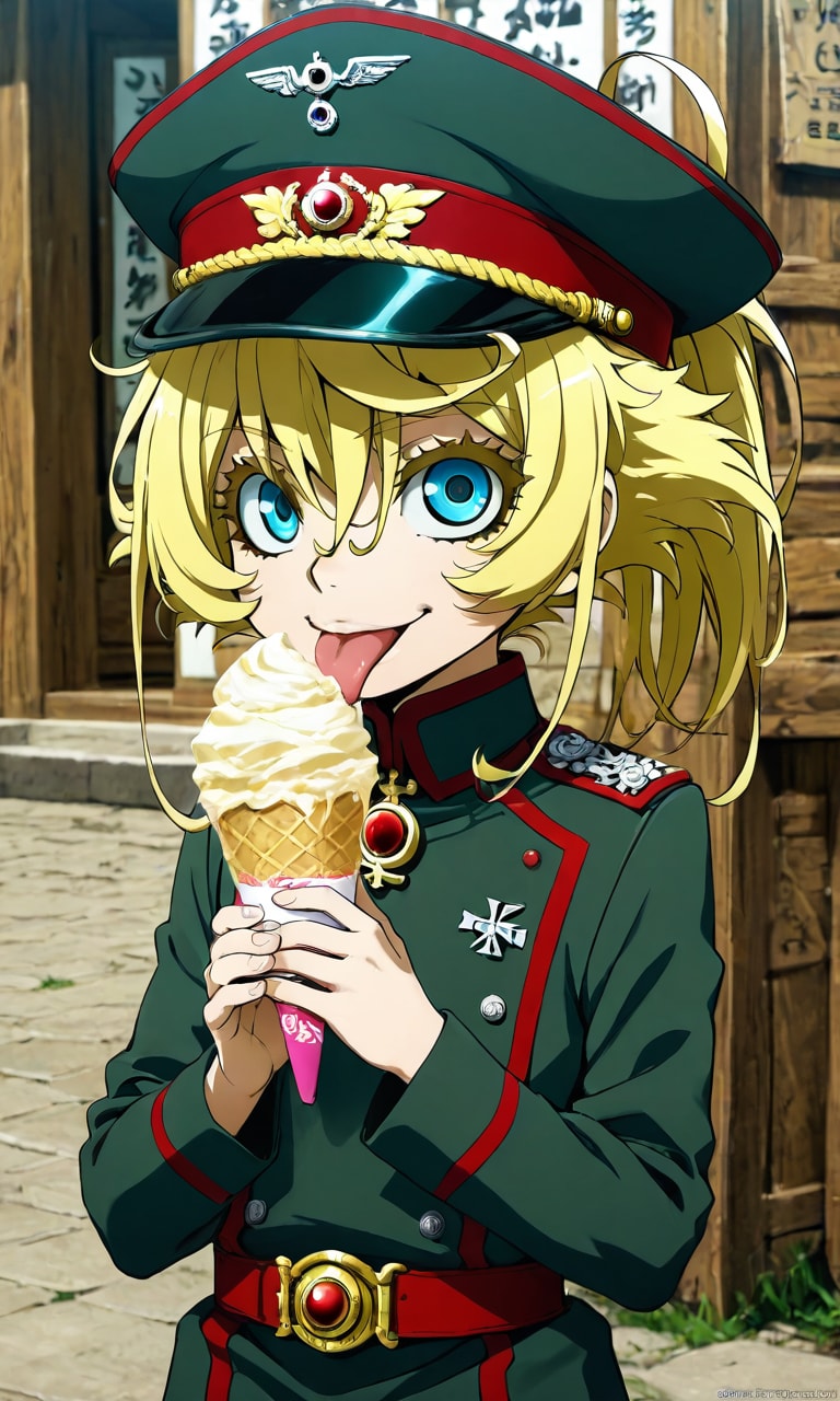 アイスを食べるターニャちゃん