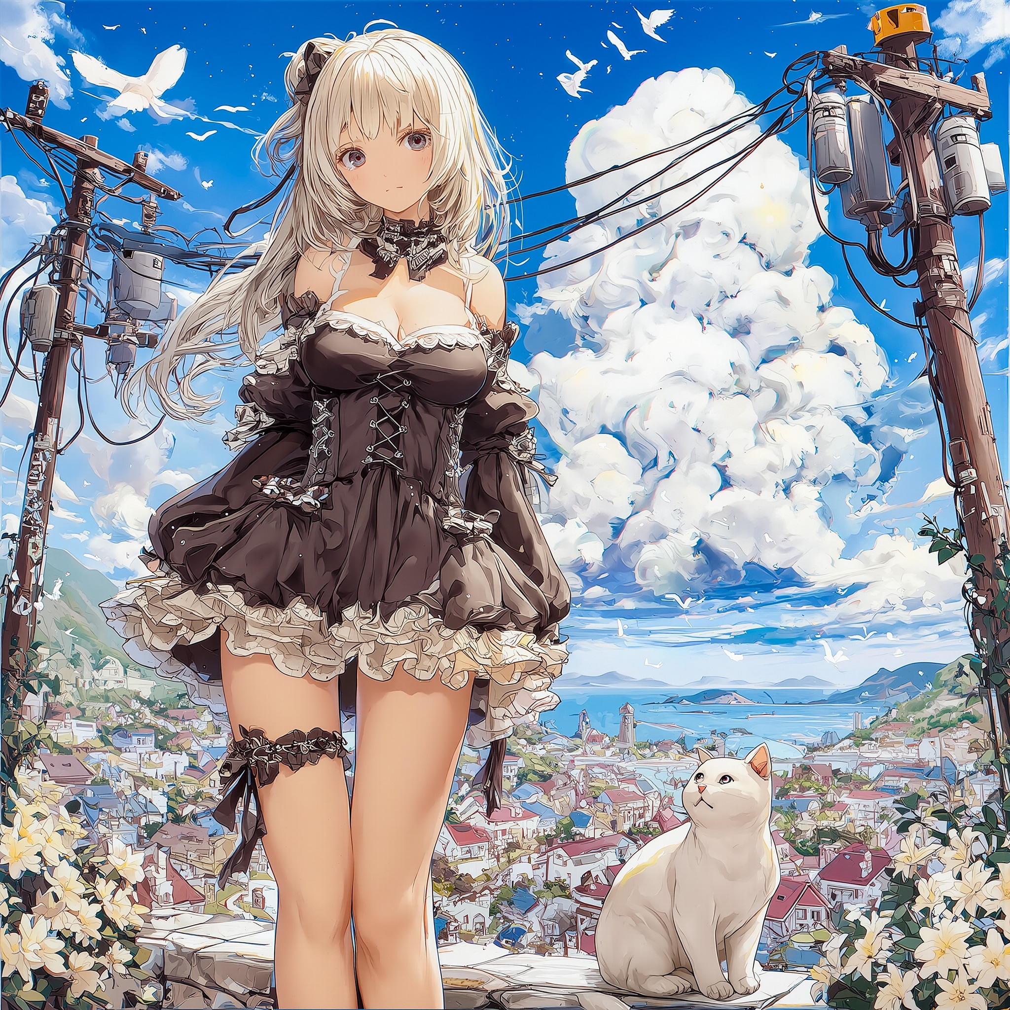 黒いドレスの風が吹く | の人気AIイラスト・グラビア