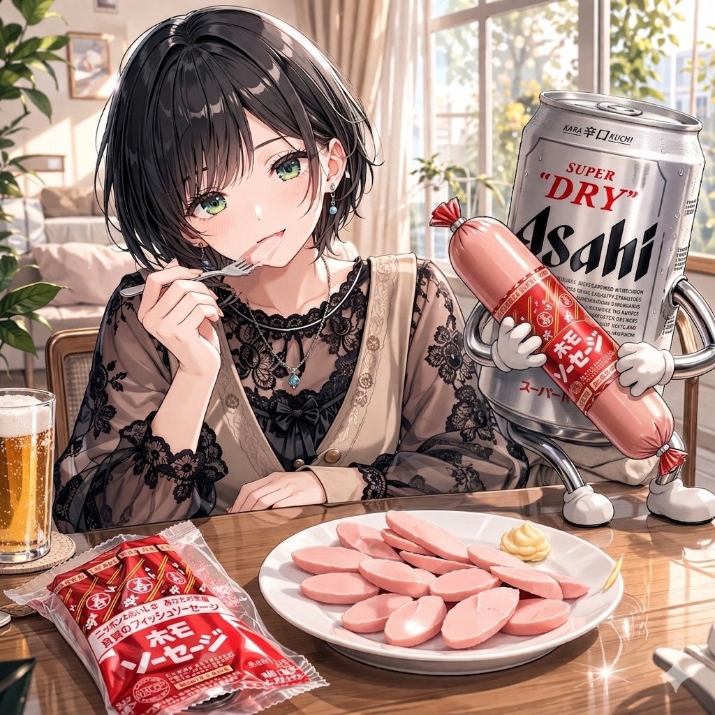 ホモソーセージを食べる藍音ちゃん