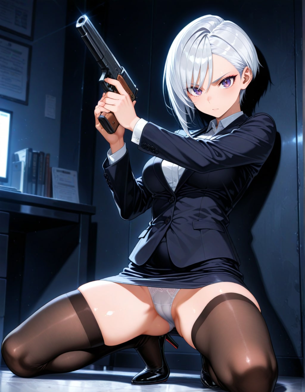 侵入者に警戒するOLさん