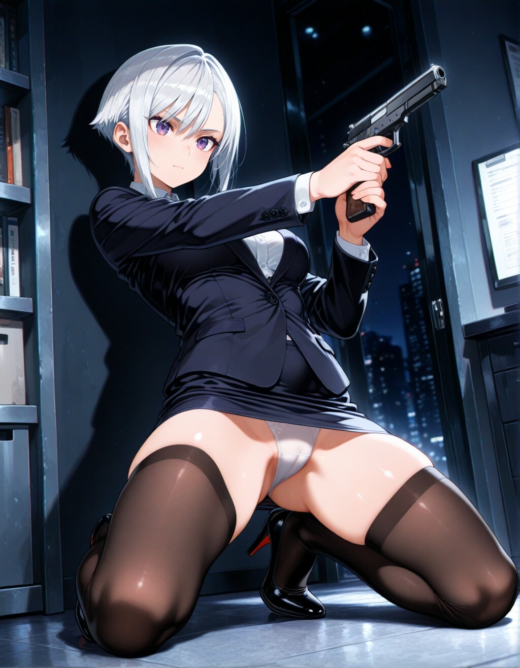 侵入者に警戒するOLさん